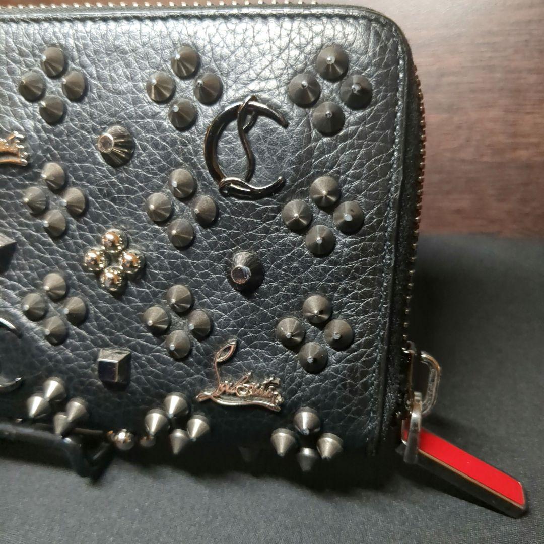 美品 Christian Louboutin パネトーネ ラウンドファスナー 黒