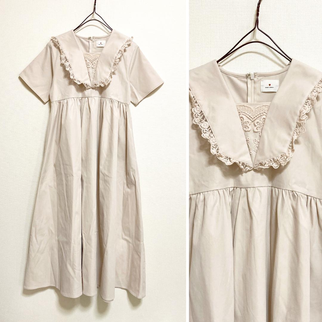 merry jenny 美品 アイボリー フリルセーラーミモレワンピース