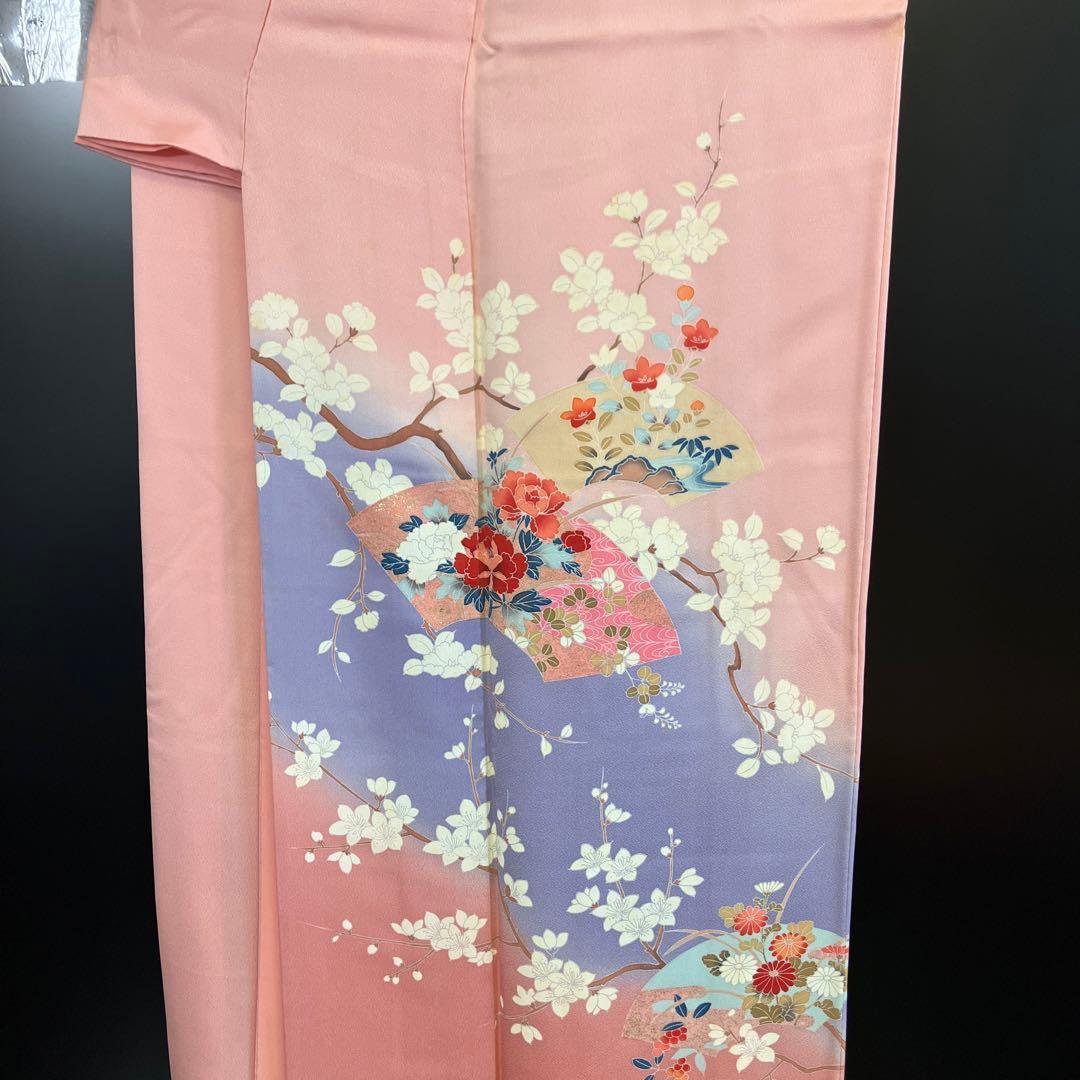 てなグッズや 【恵】280w 着物 付下げ 牡丹 地紙に草花文様 着物