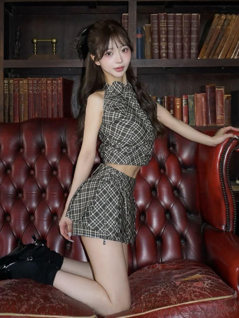 Darich♡チェックスカートライクショートパンツ (Sサイズ・GRY)