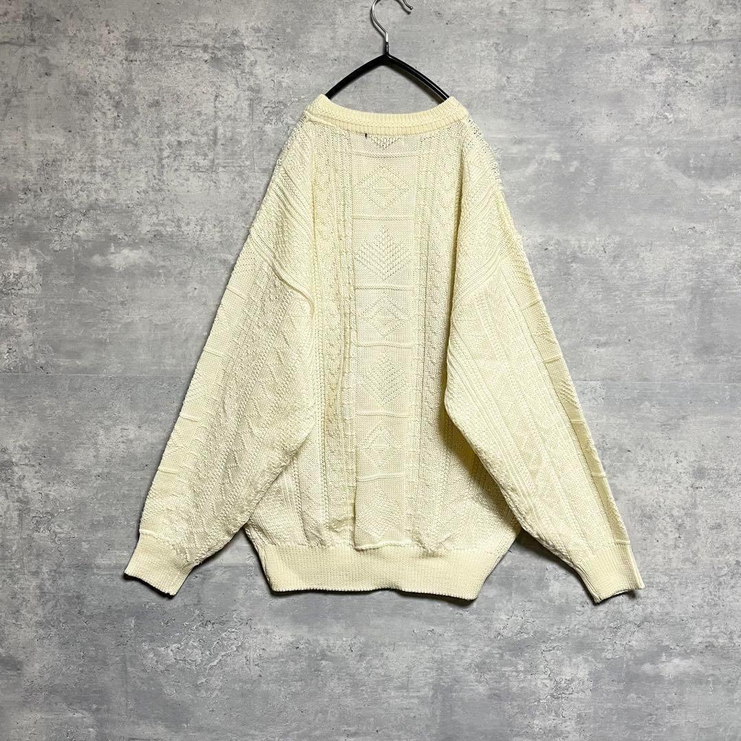 No.1353 VINTAGE ニット セーター 総柄ニット フロントデザイン