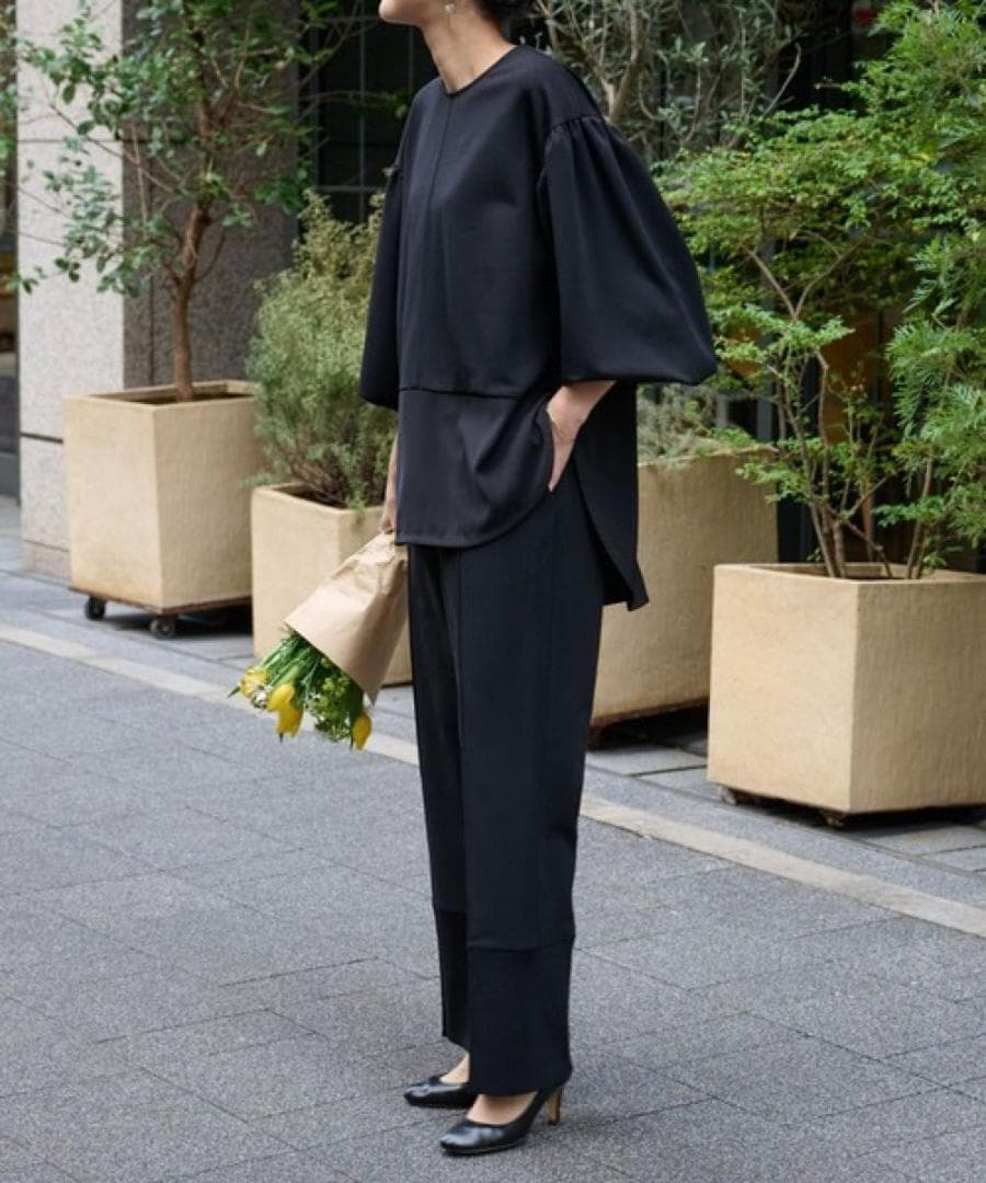 BEARDSLEY ボリュームスリーブ切替ブラウス ニット切り替えパンツ セット BEARDSLEY ボリュームスリーブ切替ブラウス ニット切り替えパンツ セット