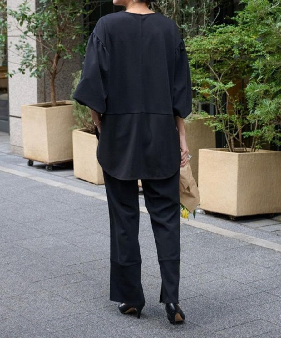 BEARDSLEY ボリュームスリーブ切替ブラウス ニット切り替えパンツ セット BEARDSLEY ボリュームスリーブ切替ブラウス ニット切り替えパンツ セット
