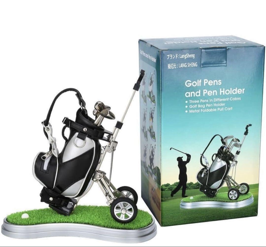 ゴルフペン ペン立て3本のペン ゴルフ景品 ゴルフ記念品 ゴルフギフト 卓上