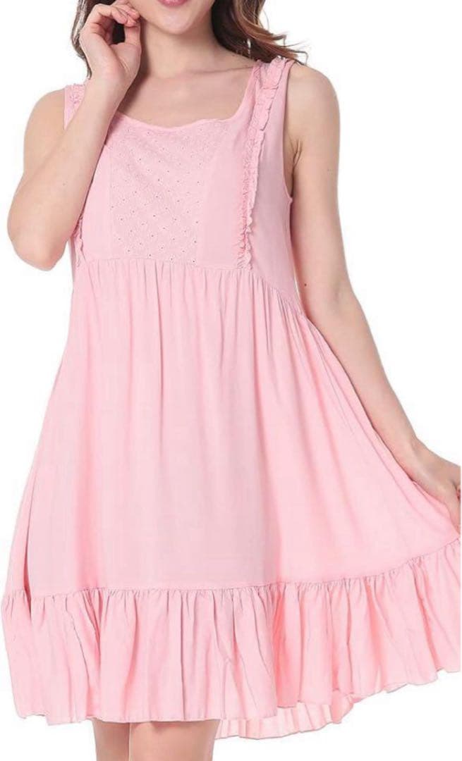 パジャマ レディース ネグリジェ 部屋着 ノースリーブ XXS ピンク