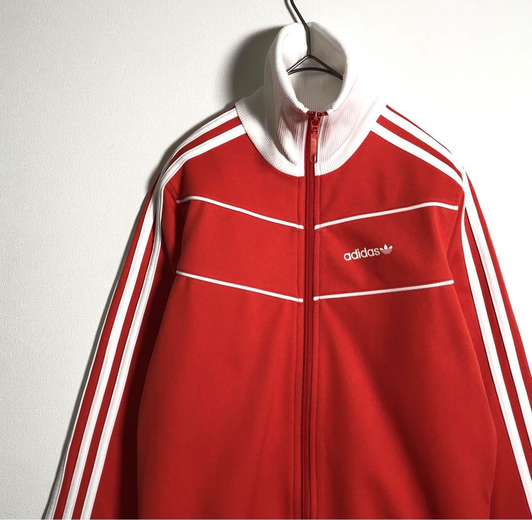 adidasアディダス　ワンポイントロゴ　サイドライン　トラックジャケット。
