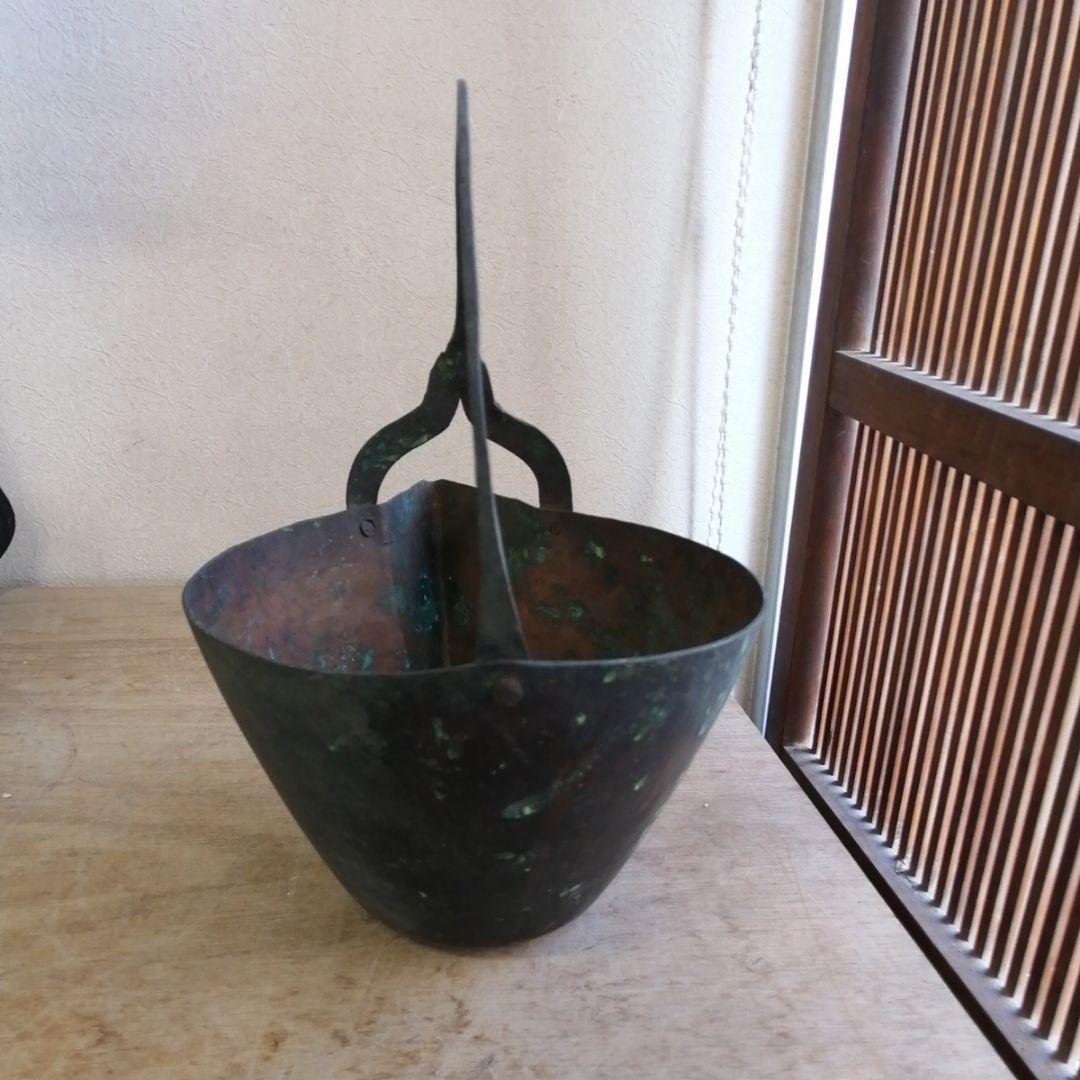 アンティーク 器 花入れ 手提げ 水差し 骨董 銅器 オブジェ - zaveris 【超目玉枠】 骨董 銅器 器 手提げ 花入れ オブジェ 水差し 工芸品