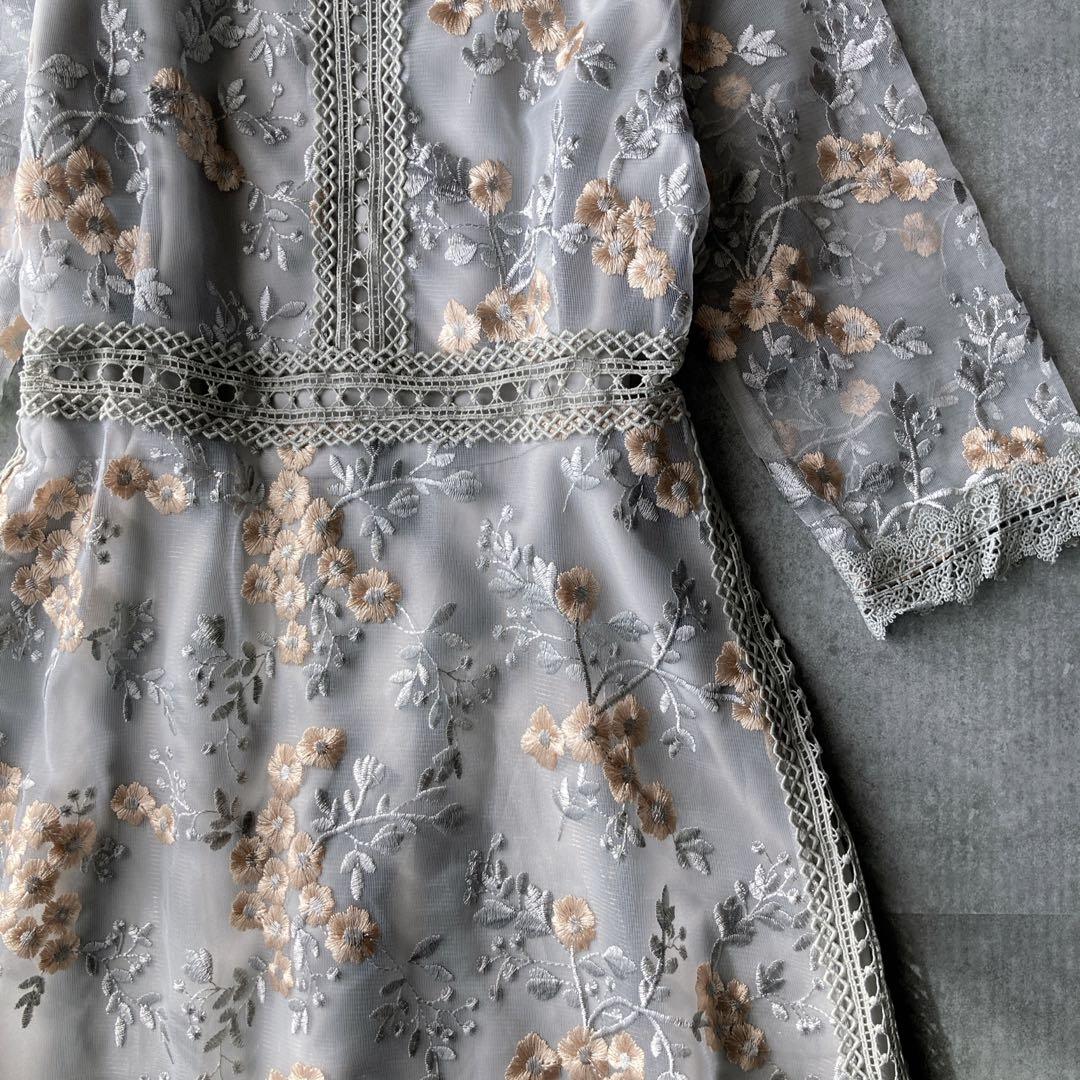 【新品未使用】RUIRUE BOUTIQUE フラワー刺繍レースワンピース LL 【新品未使用】RUIRUE BOUTIQUE フラワー刺繍レースワンピース LL