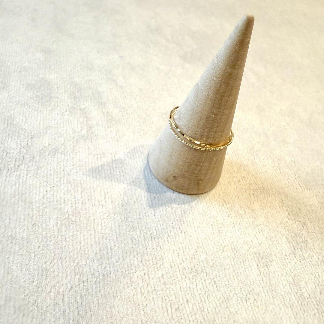 【SIMさま専用】美品 2連リング K10 YG 華奢 重ね付け 15号