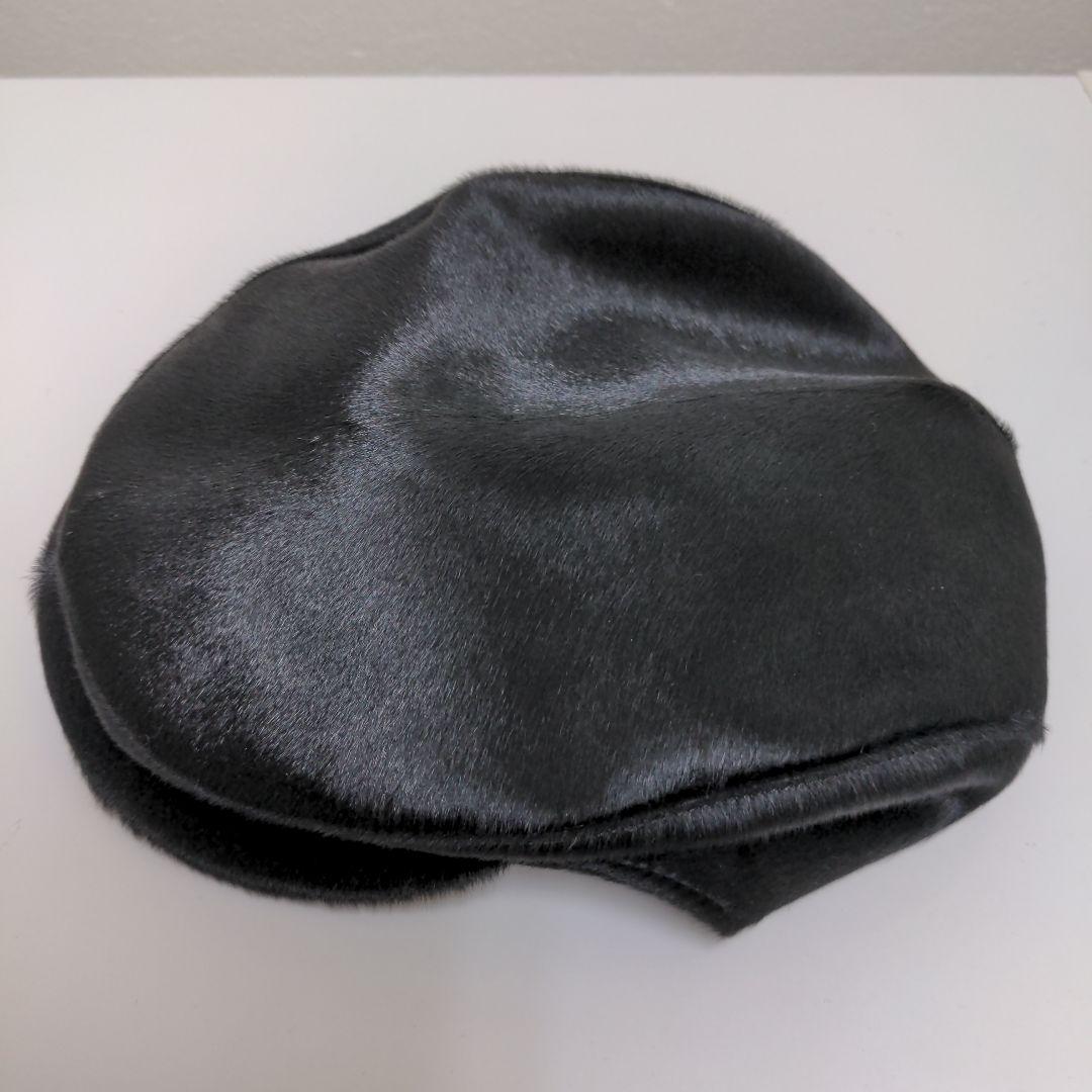 コムサ 黒いハラコレザーハンチング帽COMME ÇA COLLECTION