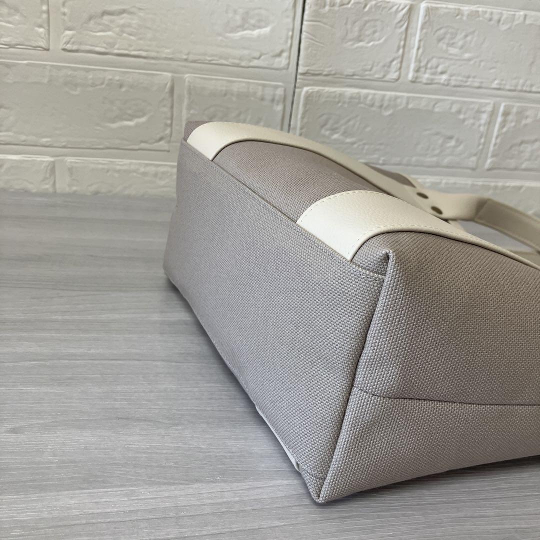 帆布トートバッグ ハンドメイド アイスグレー×フェイクレザー