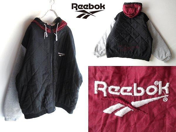 希少 90sビンテージ REEBOK スウェット切替フードジャケット
