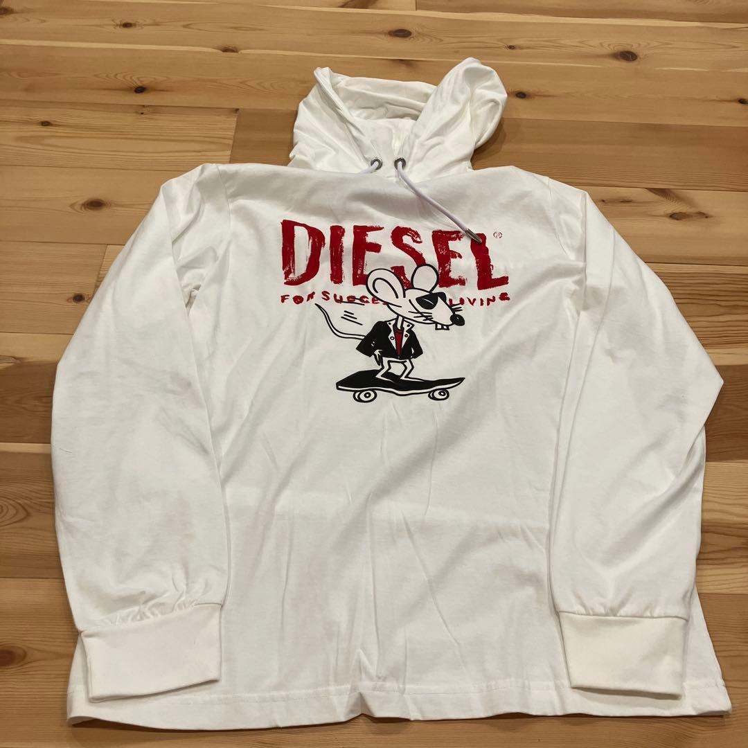 DIESEL スケートボードマウス パーカー M ホワイト