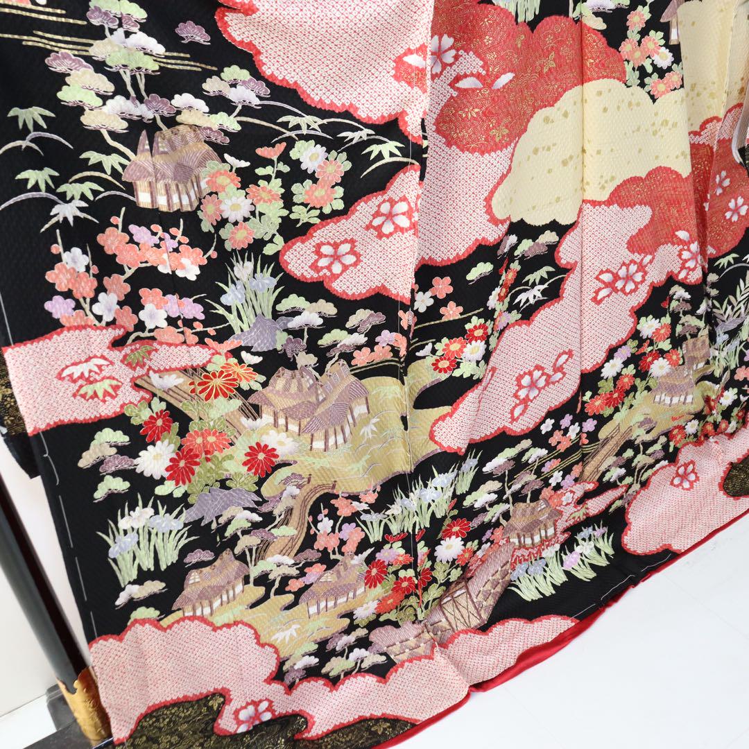 E264☆送料込み❣️仮絵羽 未仕立て 振袖 茶屋辻模様 刺繍 八掛付き❣️