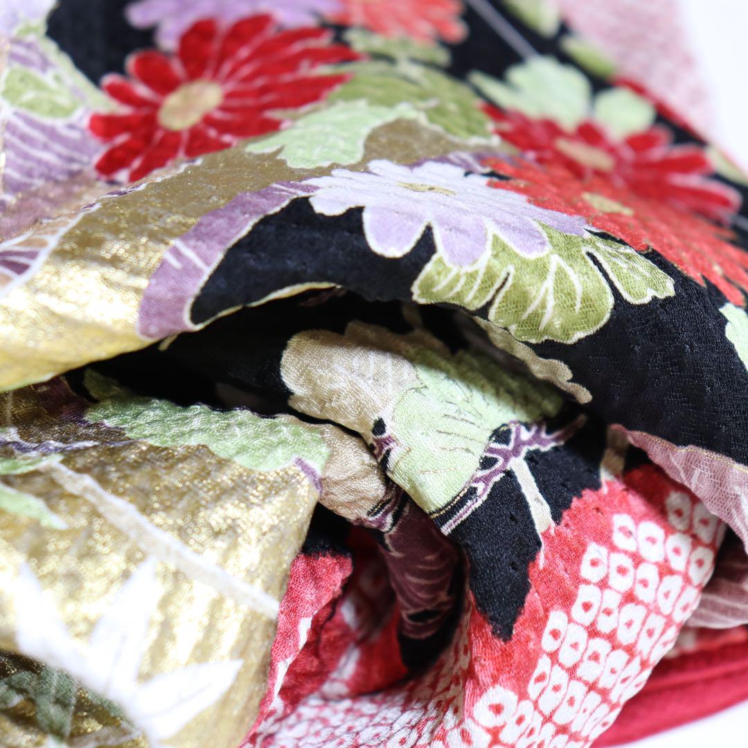 E264☆送料込み❣️仮絵羽 未仕立て 振袖 茶屋辻模様 刺繍 八掛付き❣️