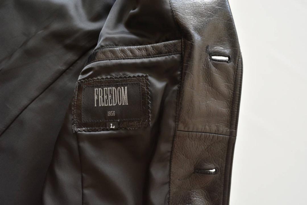 驚きの破格値2022 FREEDOM 黒 レザー テーラードジャケット L 牛革 1TURY-m50142463909 在庫最安値