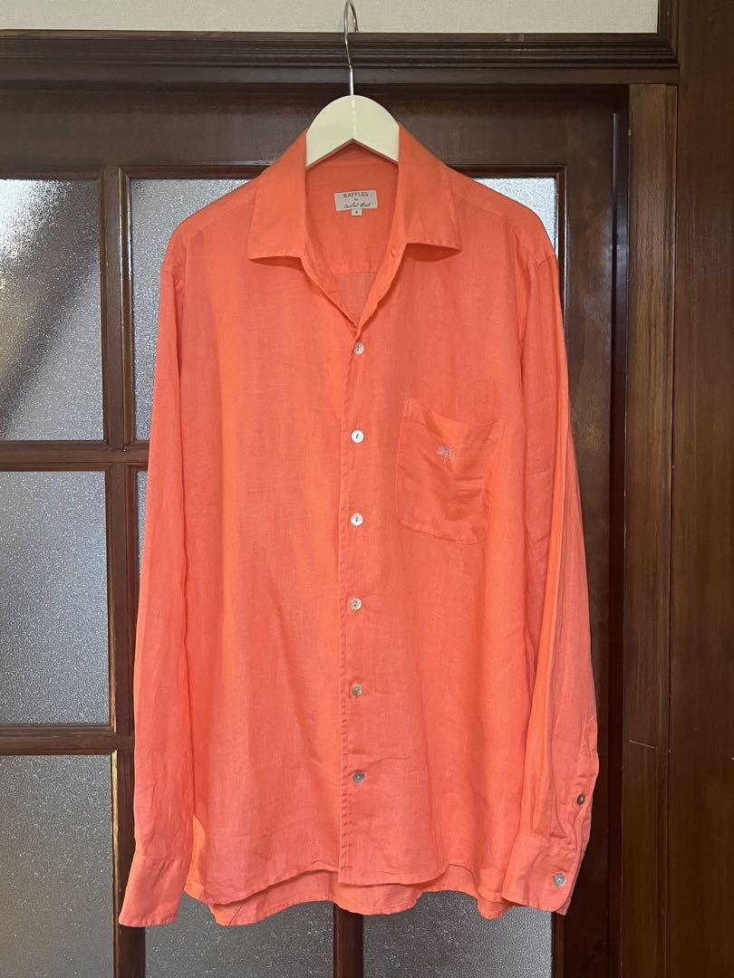 RAFFLES by Michel Adab Linen 100% 開襟シャツ