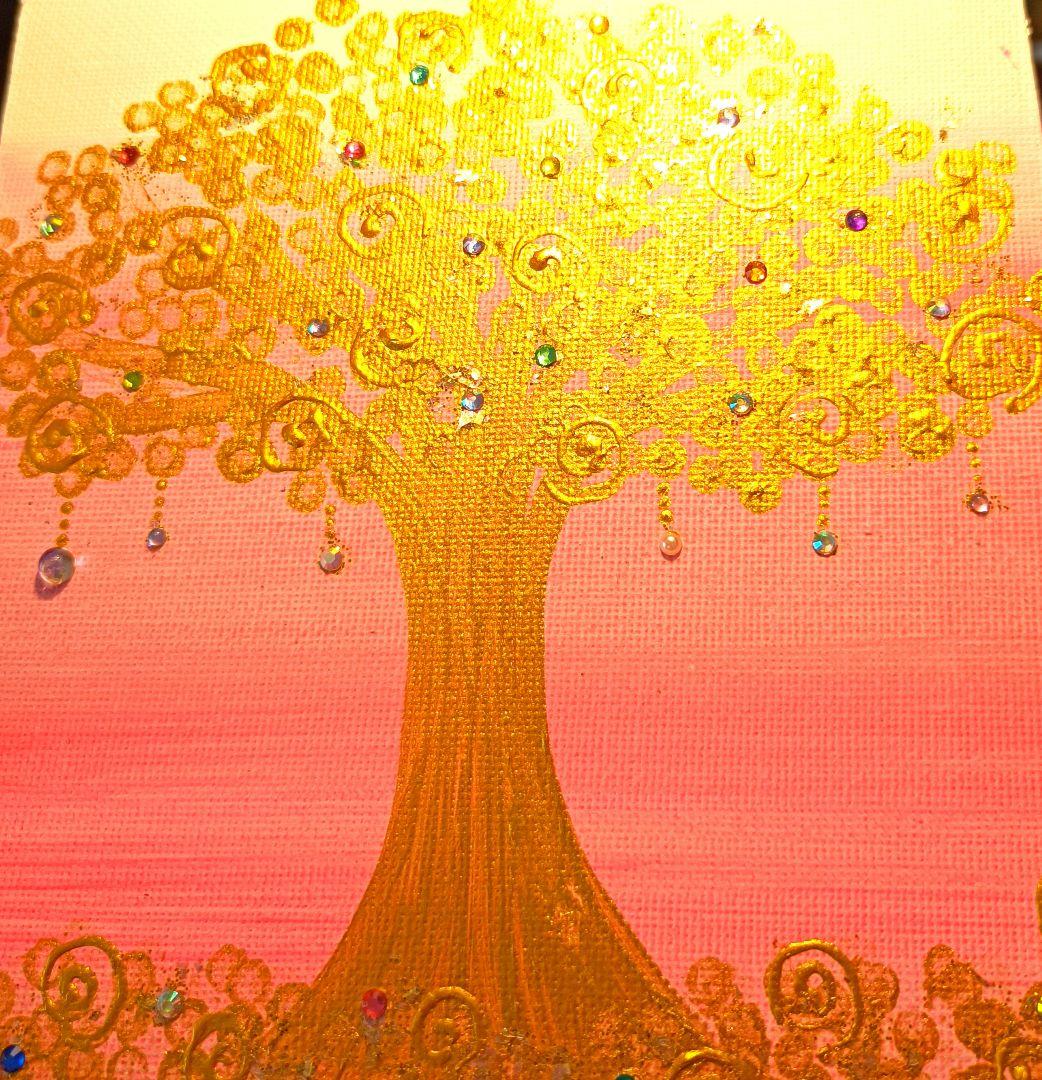 開運絵画　❀金の成る木❀キャンバス　パワーストーン 開運絵画 金の成る木キャンバス パワーストーン-超豪華
