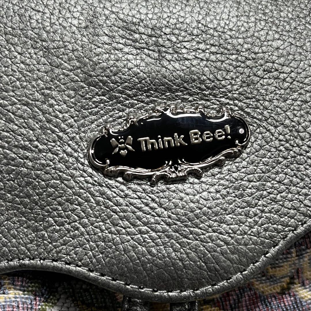 【レビューで送料無料】 花柄リュック Bee! Think バックパック グレー 刺繍 ゴブラン織 バッグ
