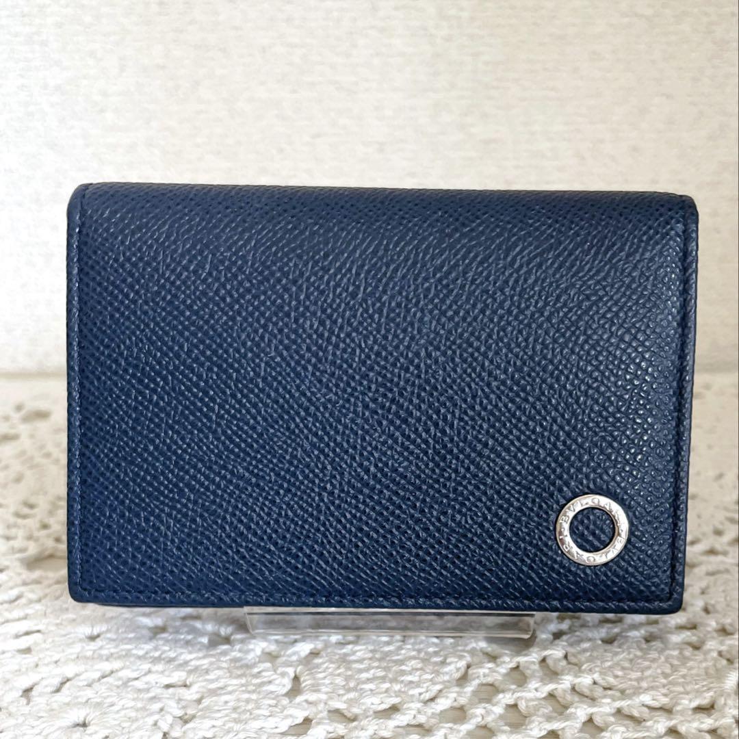 極美品　BVLGARI ブルガリ.マン　ネイビー カードホルダー　RFID搭載