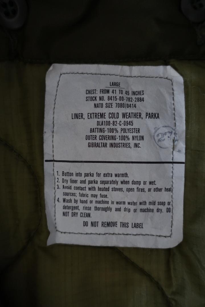 M-65 フィッシュテールパーカ　フルセット　デッドストック　米軍実物　80年代