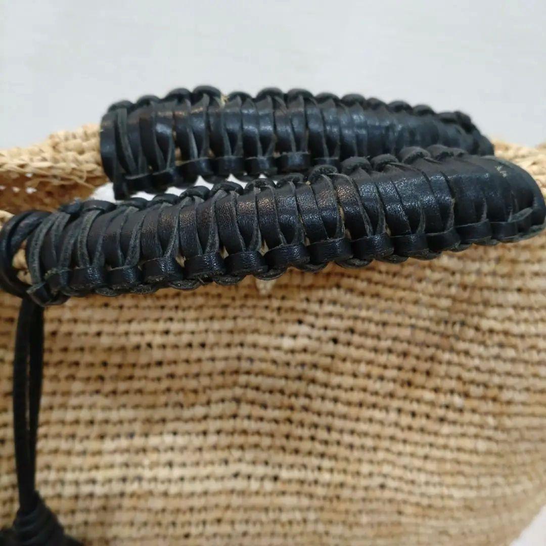 【美品】ヘレンカミンスキー ラフィアバッグ ASALI タッセル レザー