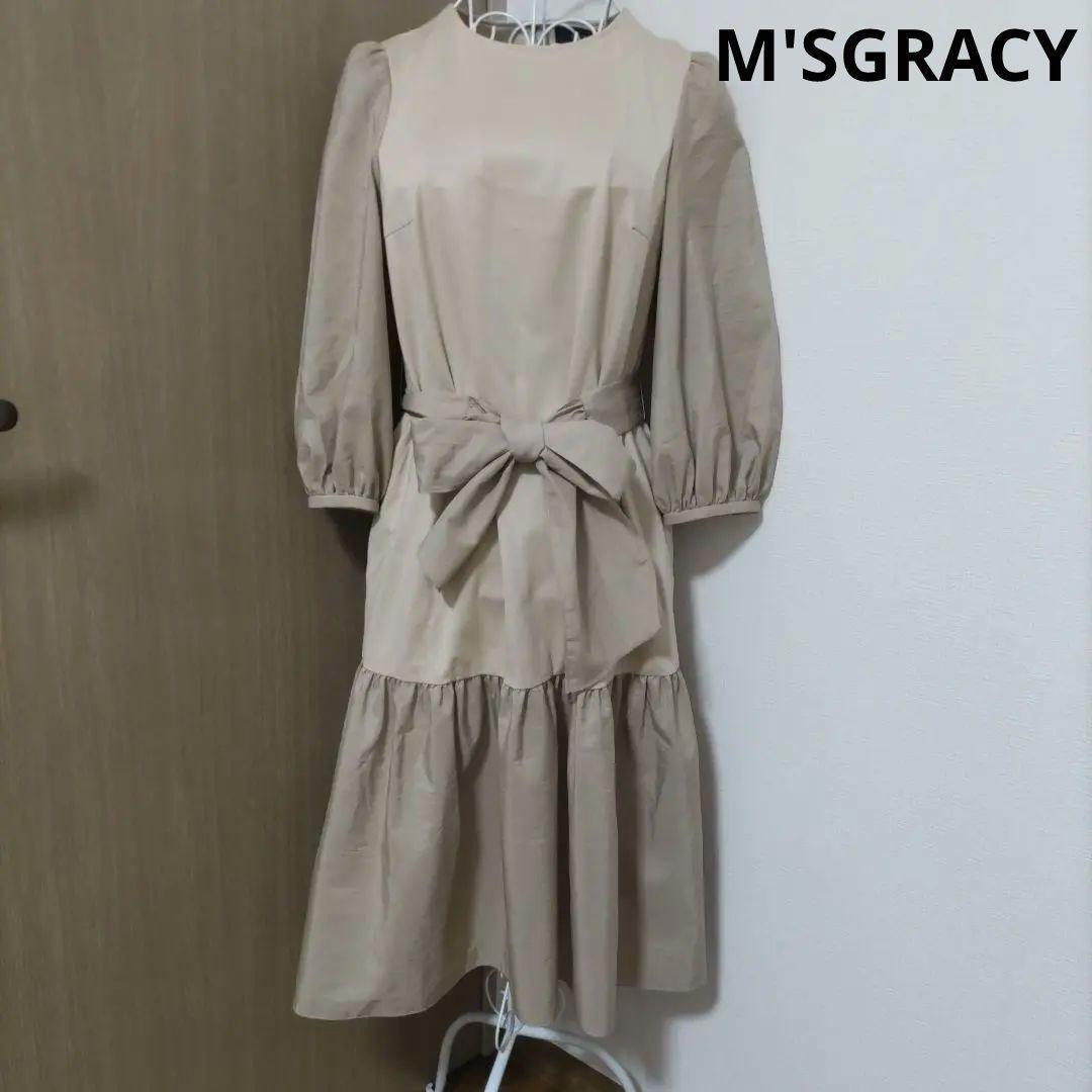 【極美品】M'SGRACY　エムズグレイシー ロングワンピース ベルト リボン