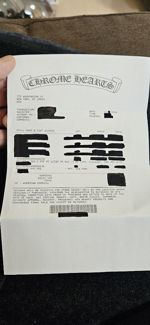 クロムハーツ　キルティング　クロス　ラムレザー　長財布
