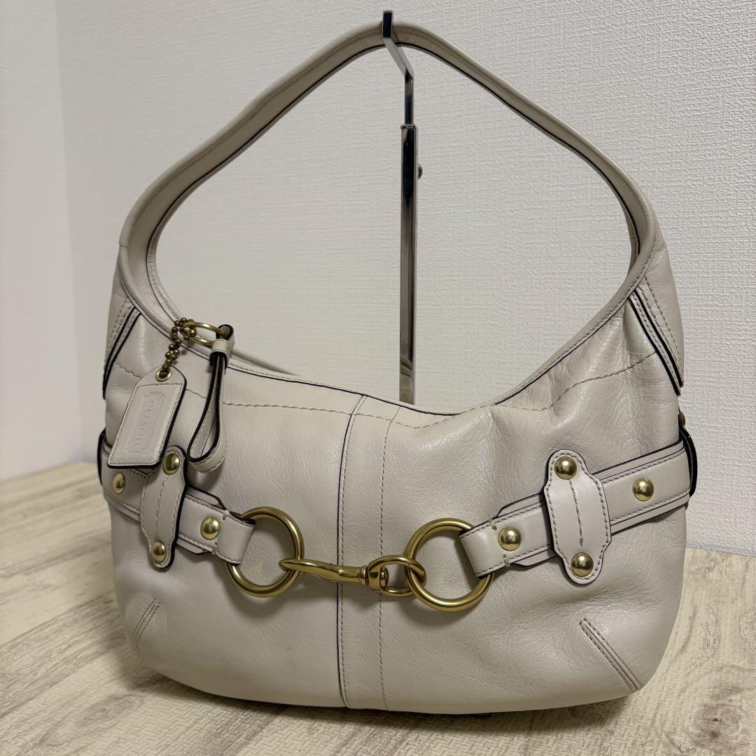 zなえなの33様COACH ボディバッグ ショルダーバッグ ゴールド金具 レザー COACH 11261 ワンショルダーバッグ レザー ホワイト 金具