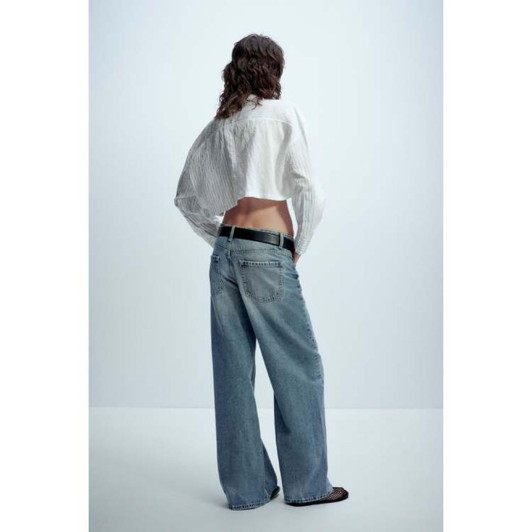 ストライプ柄クロップドフィットシャツ - ブルー | ZARA Japan