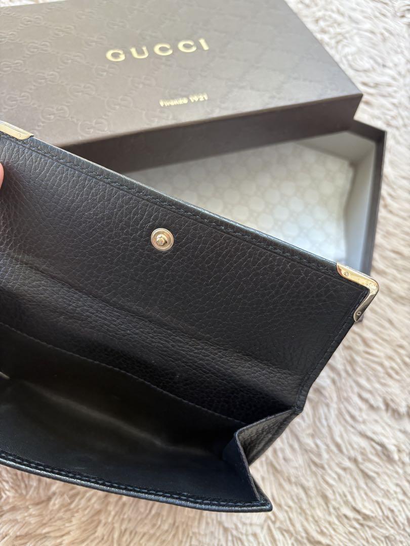 GUCCI 黒 レザー 三つ折り財布
