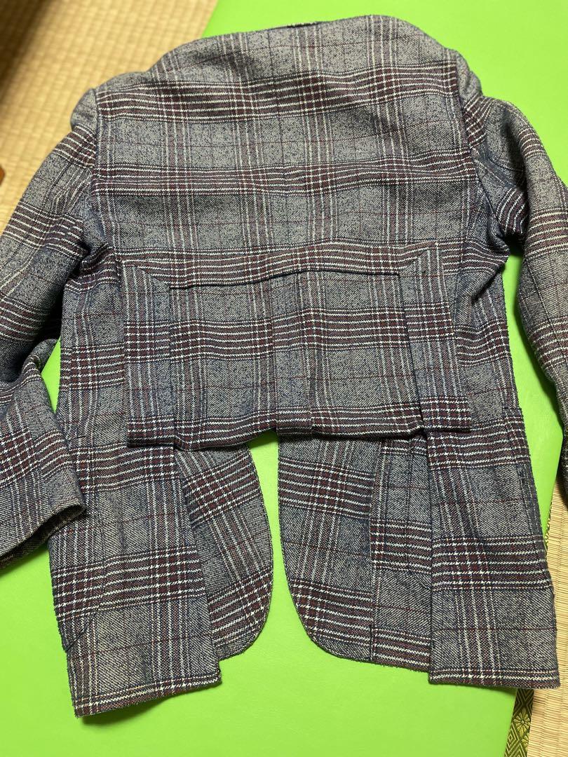 LARDINI グレー系チェック柄テーラードジャケット44サイズ