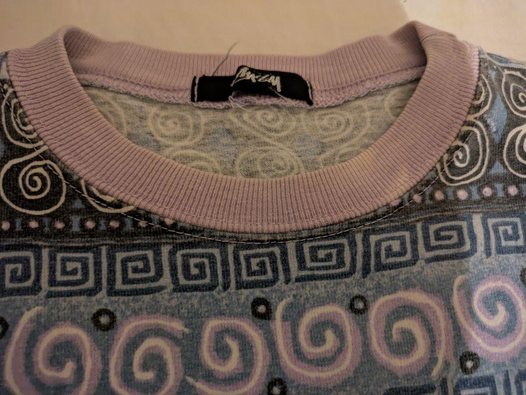 80s stussy 　総柄　tシャツ ステューシー　黒タグ初期