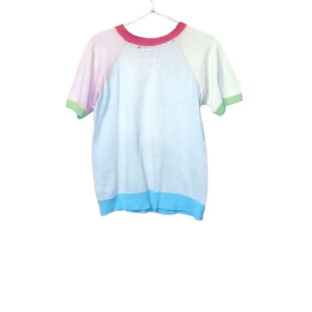 ▪️50’sクレイジーパターン 半袖スウェット 襤褸 ダメージ フェード 綿１００