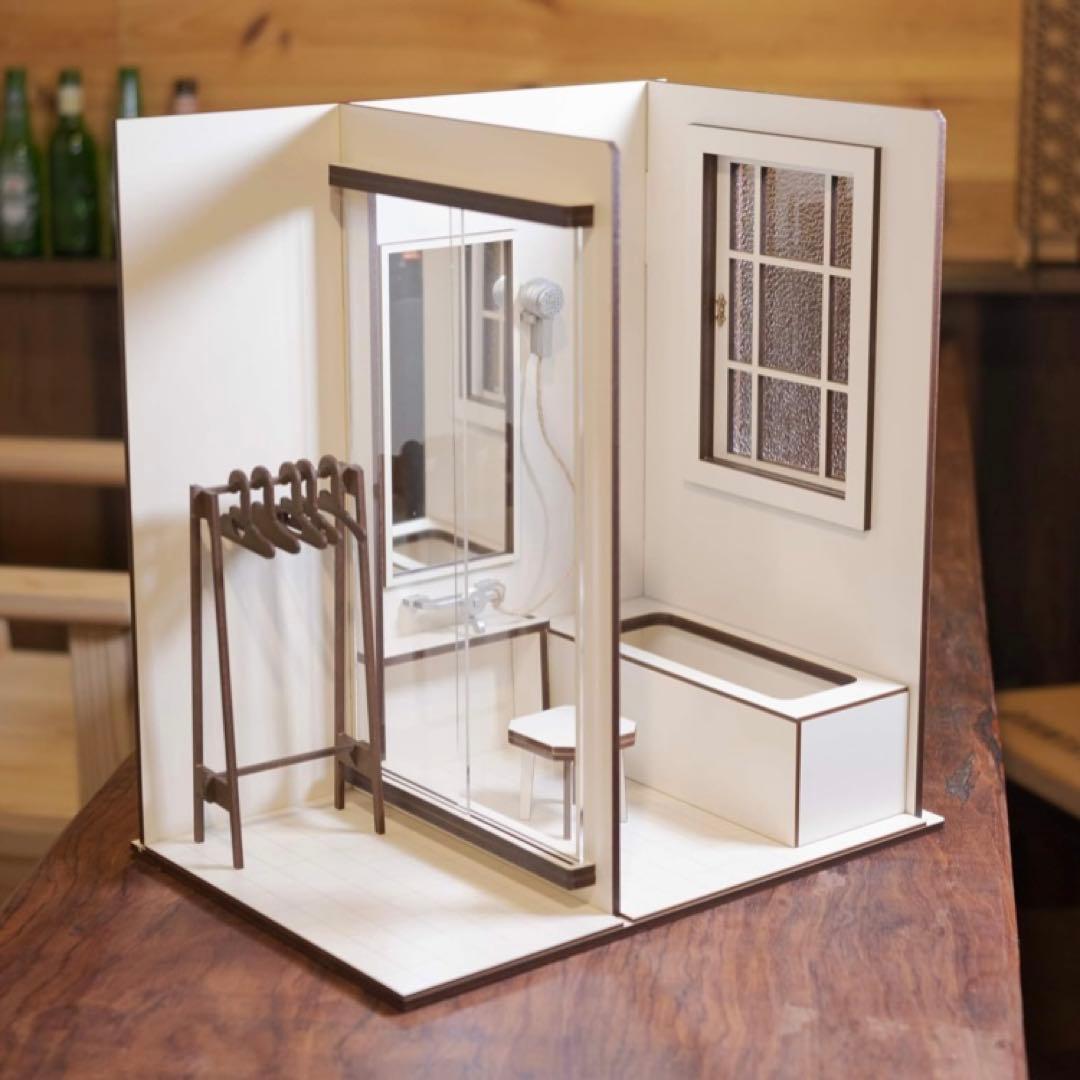 ミニチュアバスルーム 木製 ドールハウス用