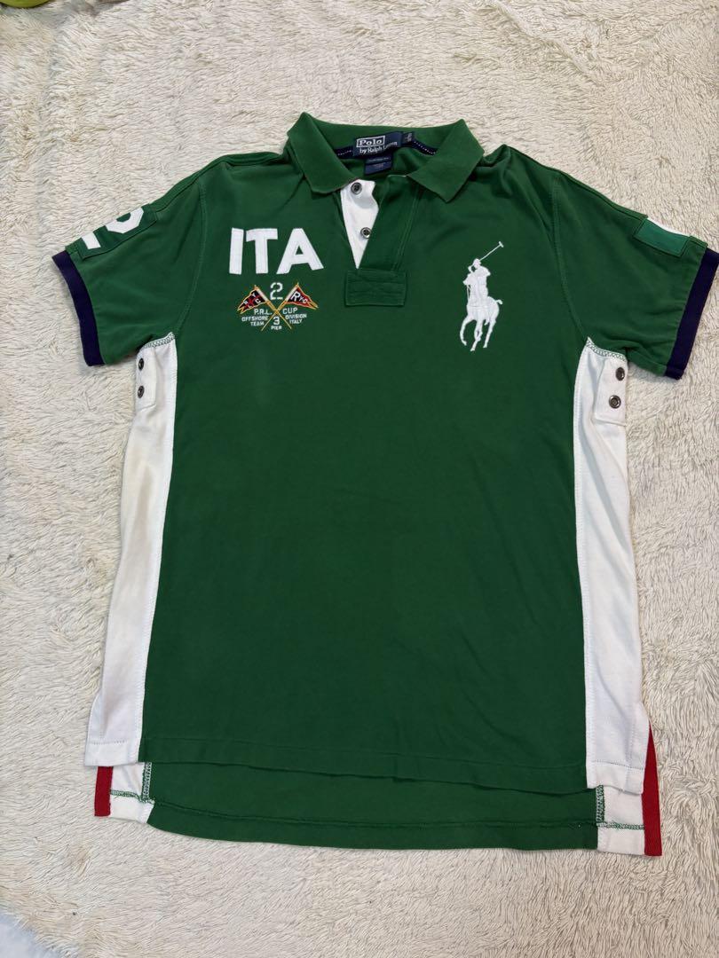 Ralph Lauren ラルフローレン　ポロシャツ　イタリア　緑　白トップス