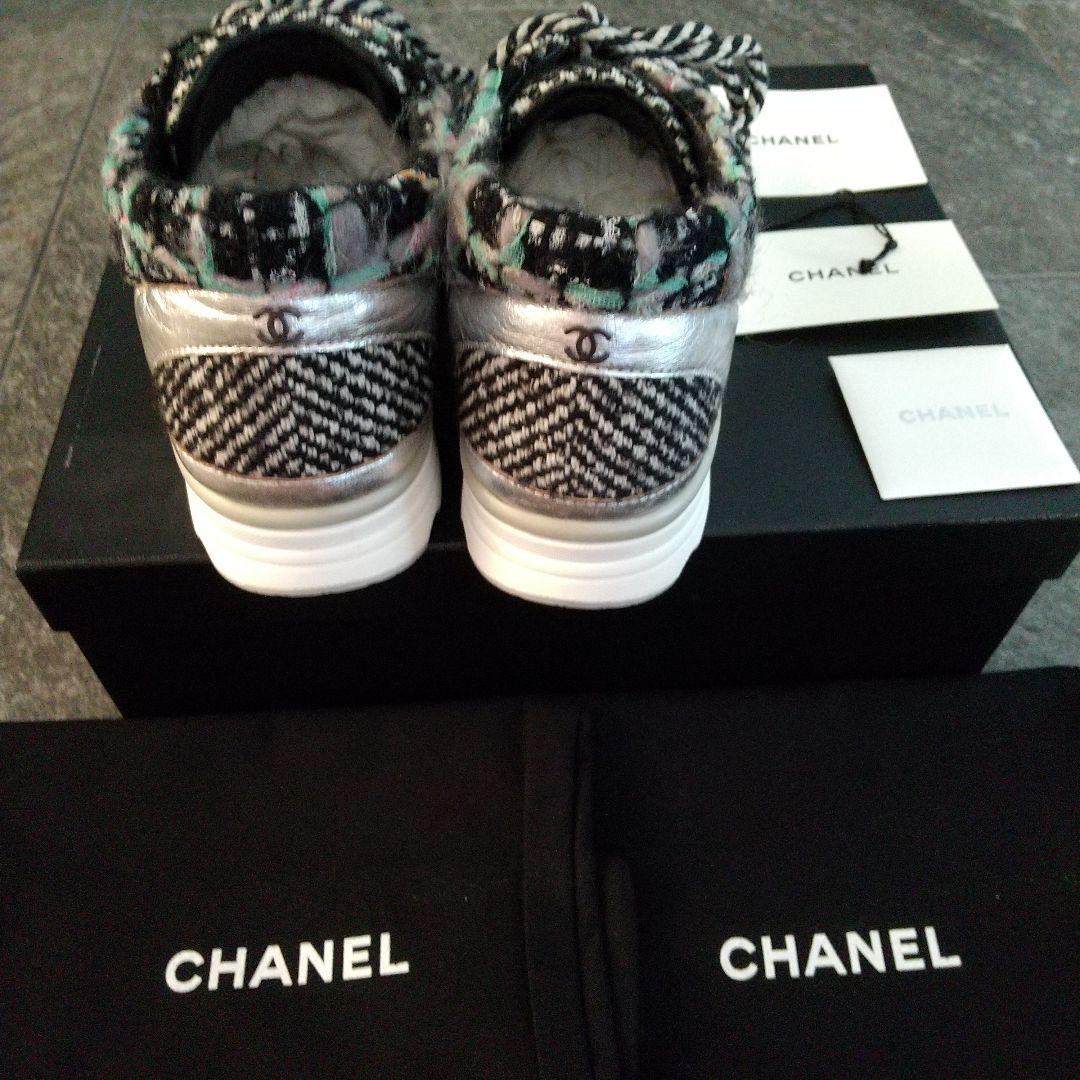 CHANELシャネル ツイードCOCOマークのスニーカー美品SIZE37