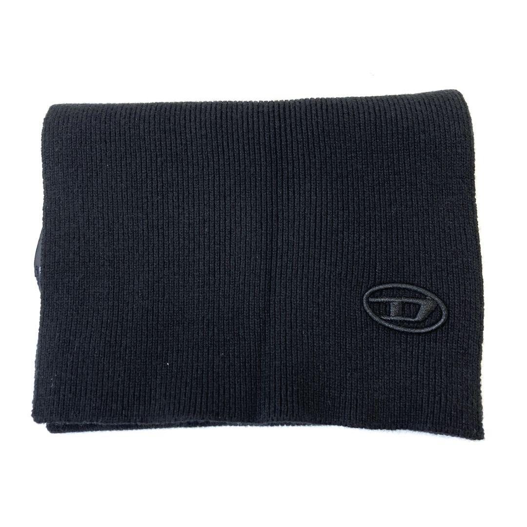 美品】DIESEL K-CODER ロゴ刺繍 マフラー ブラック