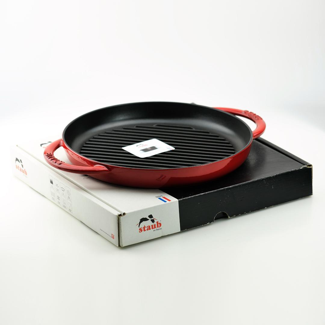 Staub ストウブ ラウンドグリルパン グレナディンレッド 26cm 卸売 【半額】 Staub 26cm ストウブ 調理器具