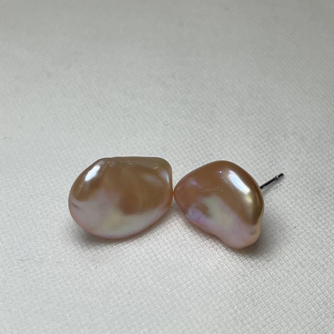 本真珠　パールピアス　淡水真珠　バロック　12.5mm〜