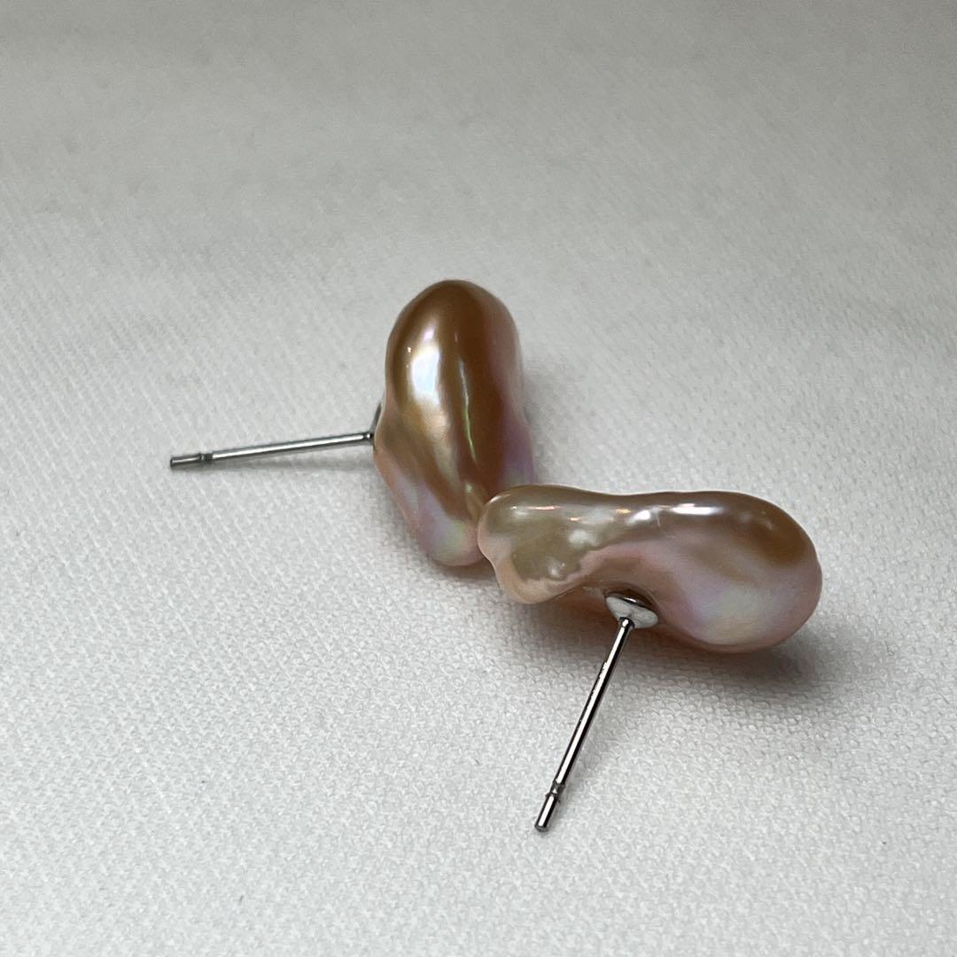本真珠　パールピアス　淡水真珠　バロック　12.5mm〜