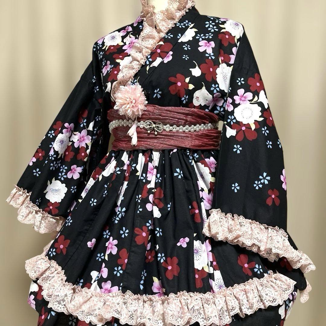 C⑤ 浴衣　地雷系　量産型　ドレス　姫ギャル 浴衣ドレス 姫ギャル 大人 地雷 量産型 平成ギャル