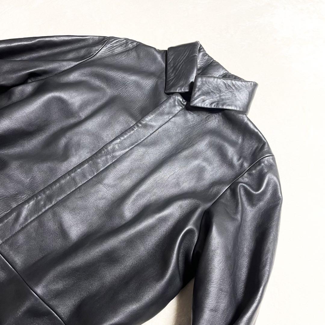 【美品】GIORGIO ARMANI☆ラムレザーコート☆黒タグ☆ブラック☆L☆