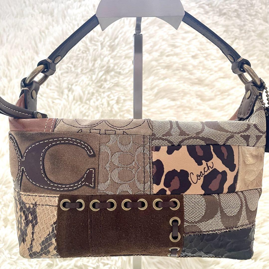 人気を誇る 良品✨COACH ✨希少 コーチ パッチワーク アクセサリーポーチ バッグ