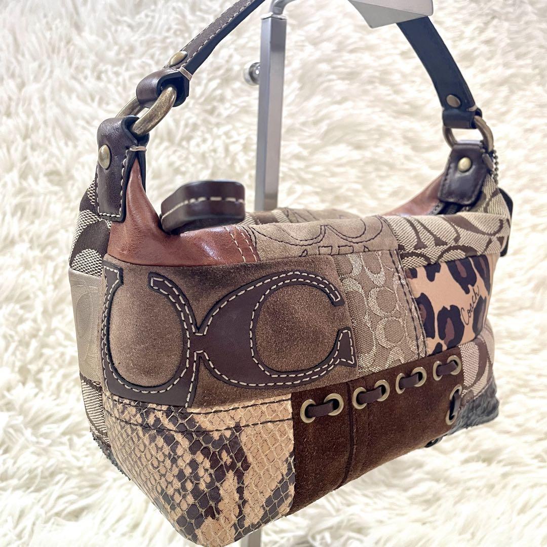美品✨️コーチ　アクセサリーポーチ　　キャンバス　パッチワーク F40283 ✨希少 良品✨COACH コーチ アクセサリーポーチ パッチワーク