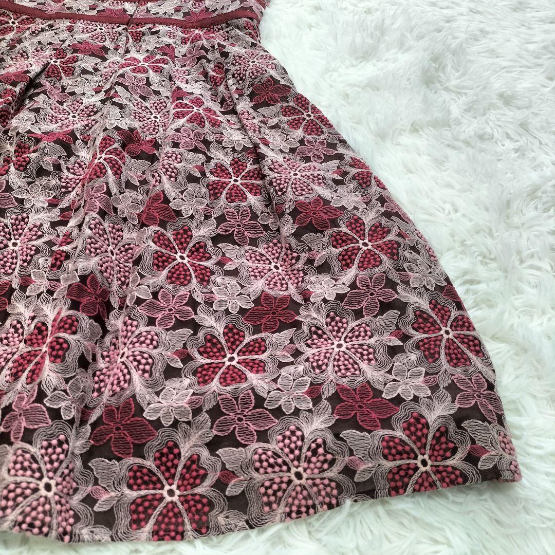 新品✨ 20周年限定 TOCCA フレアワンピース 総刺繍 花柄 リボン