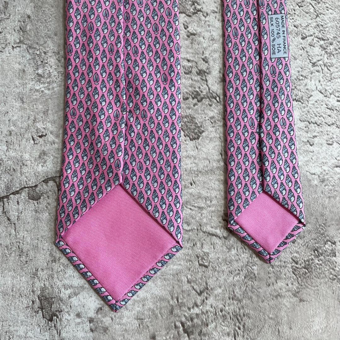ライトブラウン/ブラック HERMES 総柄 ネクタイ✨パープル✨ #06140b44