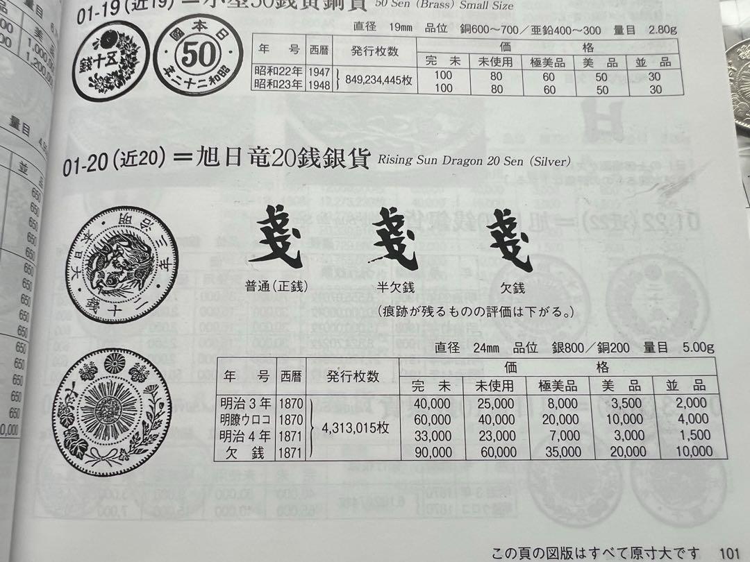 旭日竜20銭銀貨　明治4年　欠銭
