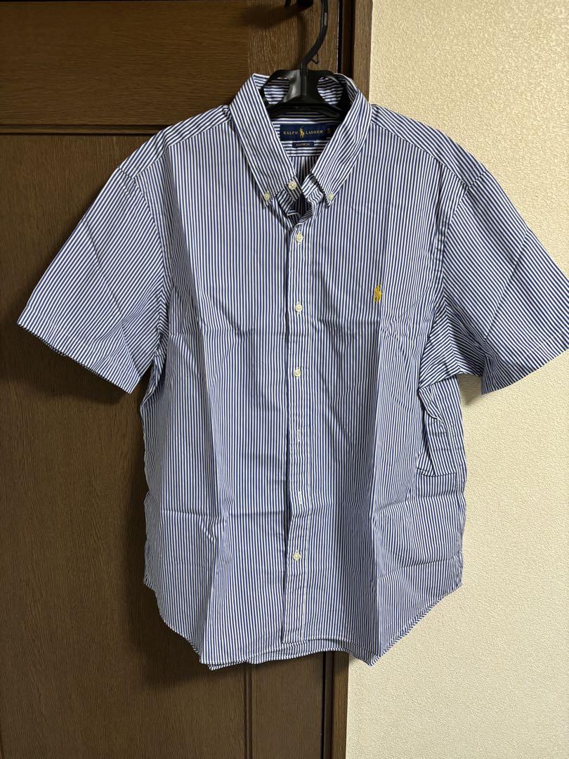 Ralph Lauren 半袖シャツ XL 青と白のストライプ