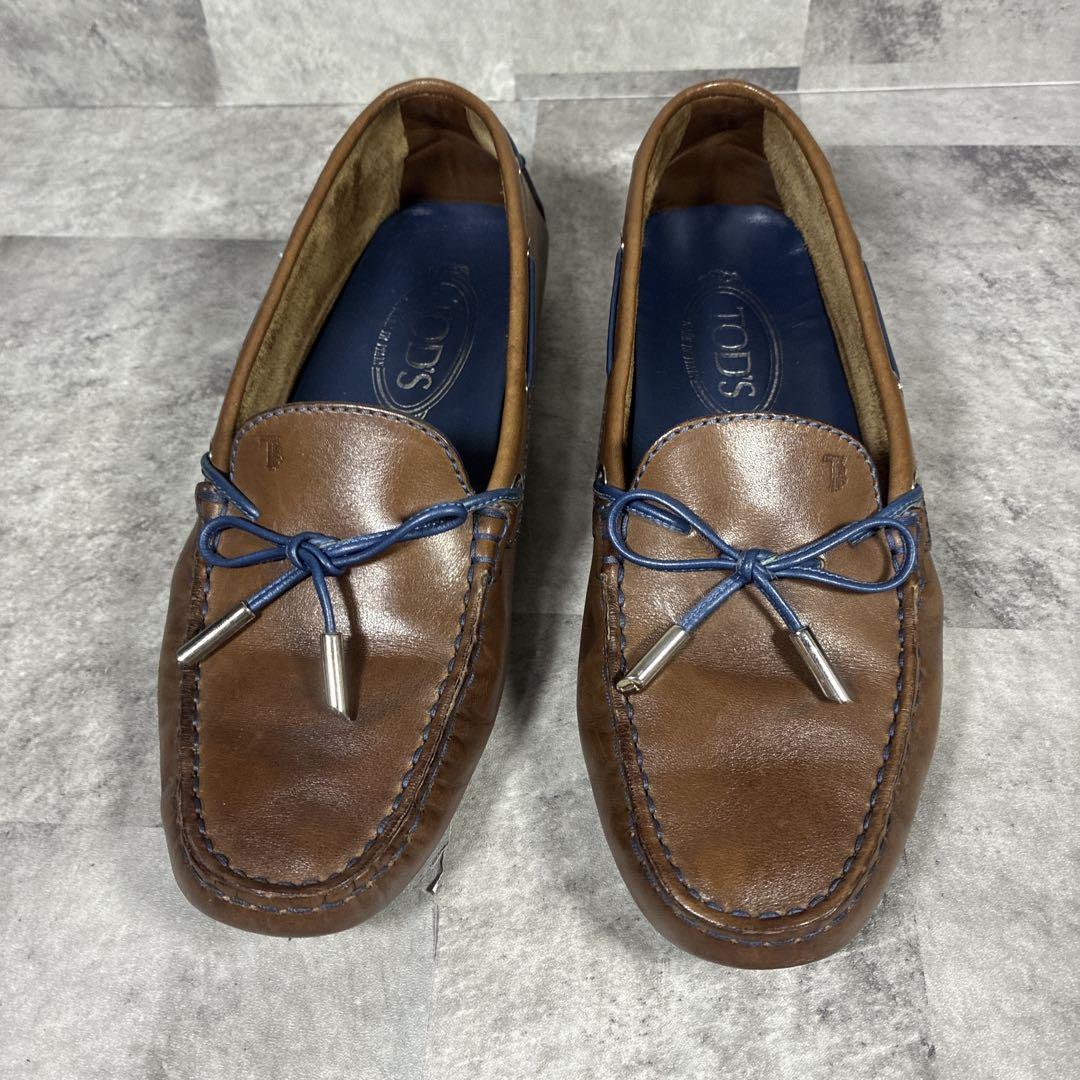 【良品】✨TOD’S ドライビングシューズ　レザー　ブラウン　24.5cm